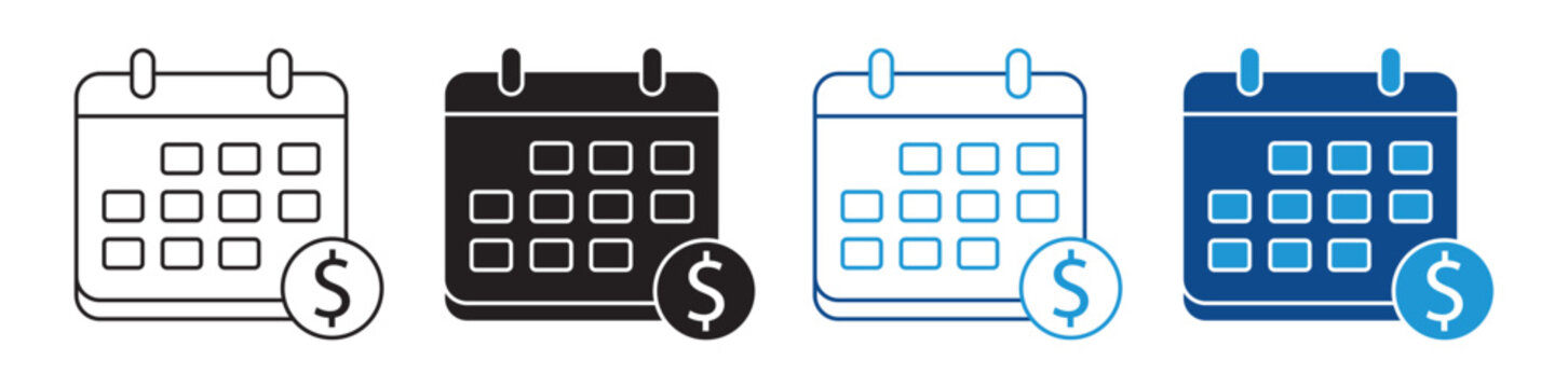 Financial Planning Calendar Icon Billing Deadline Budget Symbol Illustration