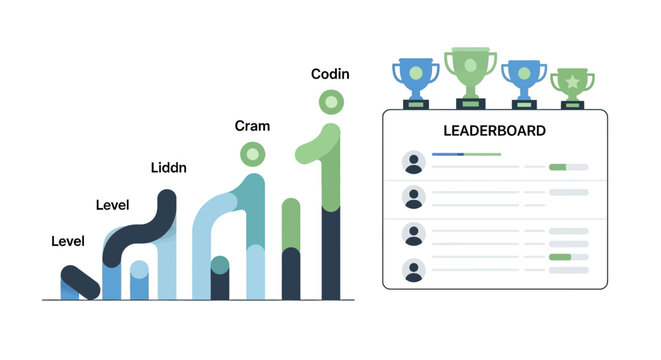 Gamification Leaderboard and Performance Ranking Illustration for Coding and Learning Platforms