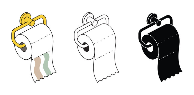 Collection of three toilet paper roll holders with different styles