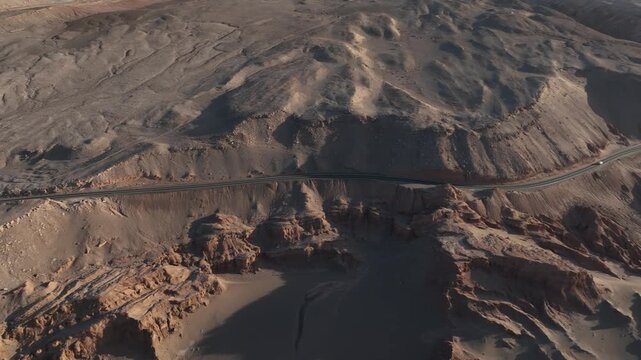 Atacama Desert, Chile. San Pedro de Atacama, Valle de la Luna. Aerial view by drone. 