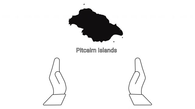 Pitcairn Islands Map and Hand Gestures Illustration.