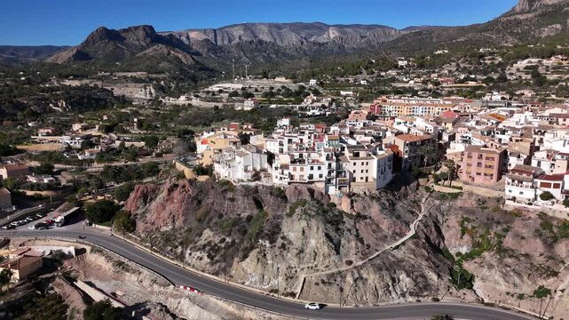 Aerial View of Finestrat Mountain Village in Spain