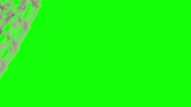 Soccer ball hitting the net on a green screen background, 3D animation
