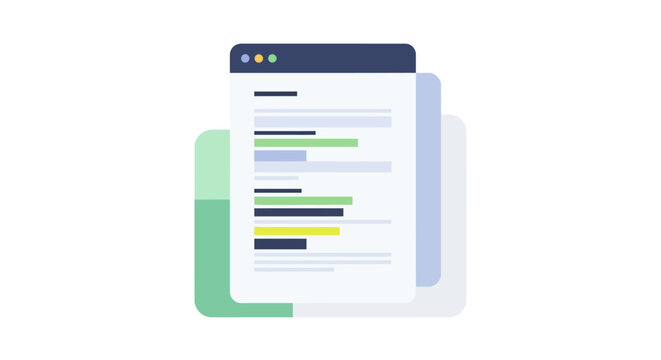 Modern Flat Illustration of a Digital Document and Web Page Interface
