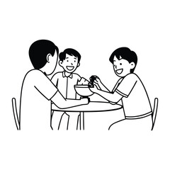 Obraz premium Young guy sharing vanilla ice cream with friends