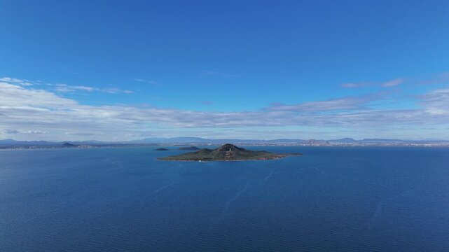 Aerial View of Isla del Baron in Mar Menor Spain