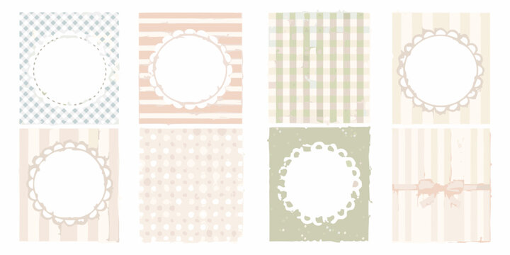 Set of four retro inspired decorative frames with patterned backgrounds watercolor style high quality professional