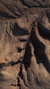 Atacama Desert, Chile. San Pedro de Atacama, Valle de la Luna. Aerial view by drone. Vertical video