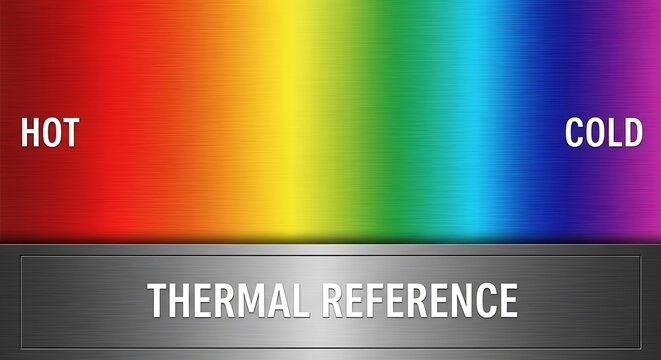 Thermal reference spectrum with hot and cold indicators, temperature scale