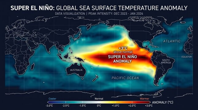 Super El Ni&ntilde;o Super El Nino Global Sea Surface Temperature Anomaly Data Visualization