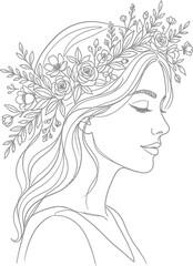 Fototapeta premium Beautiful young woman with a floral wreath on her head.