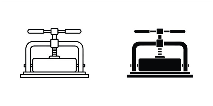 Black and white of industrial bookbinding press machines
