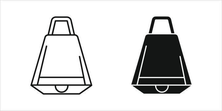 Black and white silhouettes of cowbells outline