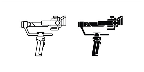 Two black and white line of handheld camera gimbals © FulneharStock