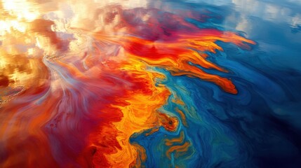 Fototapeta premium Vibrant swirling abstract paint colors blending and flowing in a dynamic artistic composition