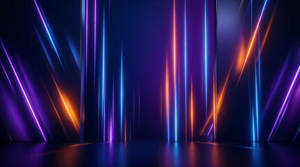 Fototapeta premium Futuristic Neon Light Background with Glowing Purple and Blue Cyber Lines