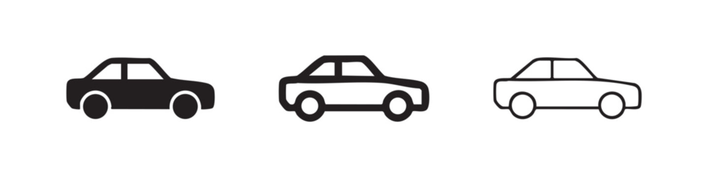 Generic Car or Sedan Icon Set. Automobile for Transport and Travel.