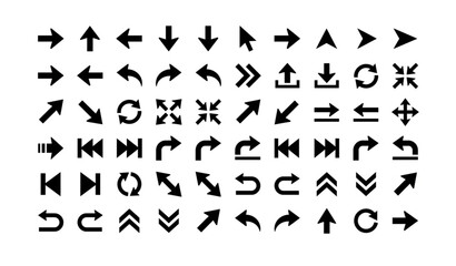 Naklejka premium Minimal black arrows and cursor icon pack modern vector navigation symbols
