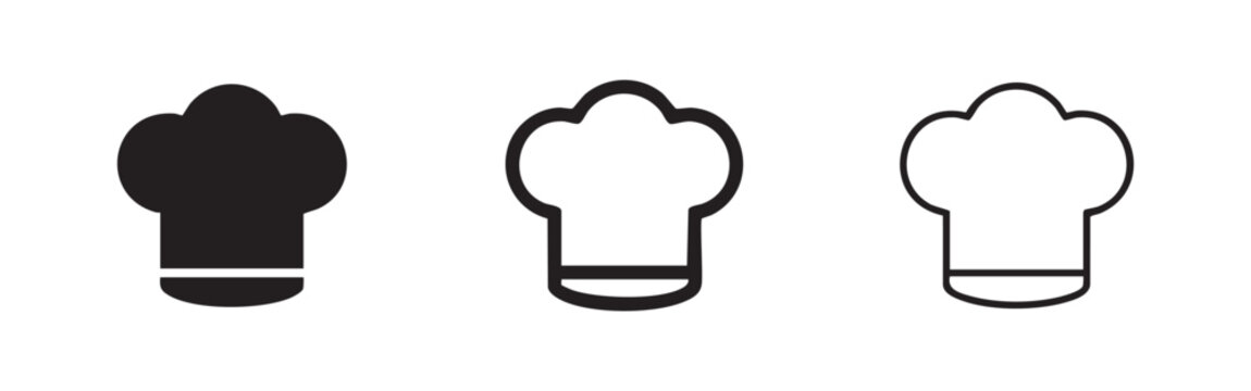 Chef Hat Icon Set - Professional Kitchen and Cooking Symbols