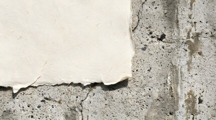 Obraz premium Torn paper on a cracked concrete wall background