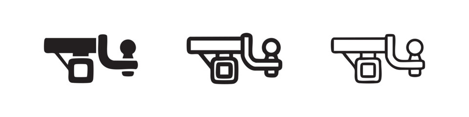 Naklejka na ściany i meble Trailer hitch or tow bar icon set for vehicles and towing in solid, bold, and thin outline styles.