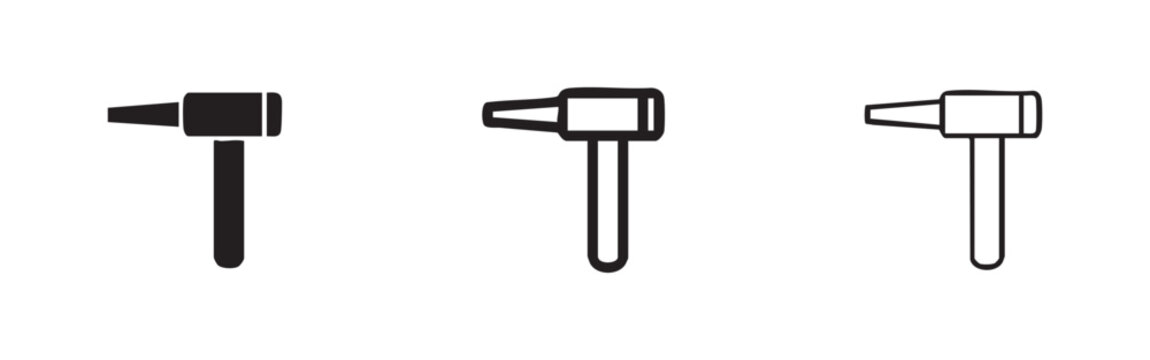Otoscope or ear scope icon set for medical examination and healthcare in solid, bold, and thin outline styles.