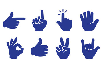 Obraz premium Hand gesture icons, pointing fingers, cursor symbols, black hand signs