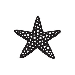 Obraz premium Black Starfish Silhouette with White Dot Pattern Isolated on White Background — Flat Ocean Marine Icon