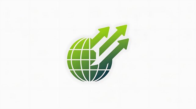 Green globe with growing arrows