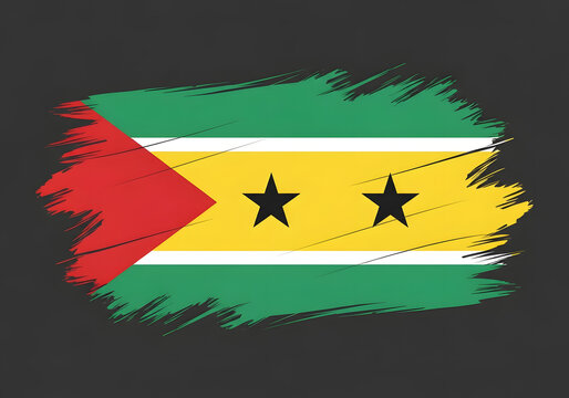 Flag of Sao Tome and Principe on Grunge Background