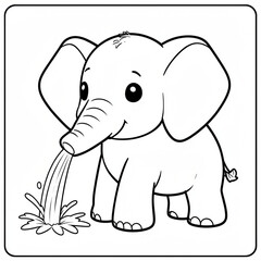 Fototapeta premium Baby Elephant Splashing Water