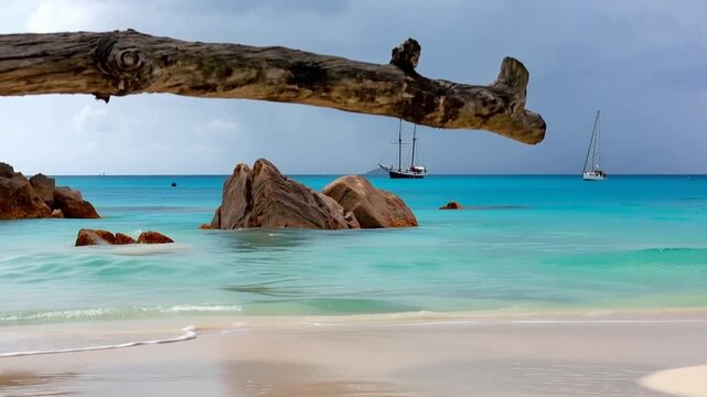 Seychelles island in Africa. Anse Source D'Argent, paradise beach. La Digue at Anse Lazio.
