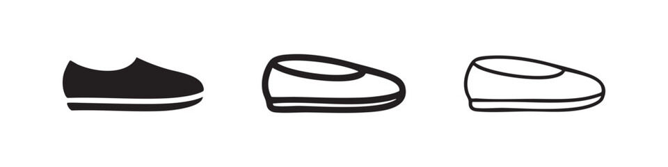 Naklejka premium Loafer or slip-on shoe icon set, comfortable and stylish footwear vector illustration.