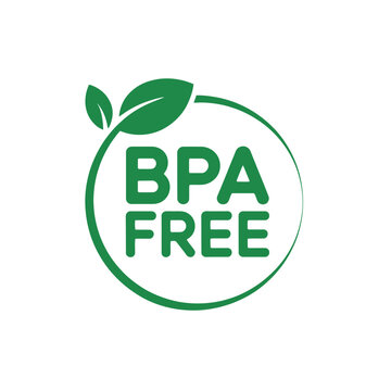 Bpa free label with leaves green vector icon on white background