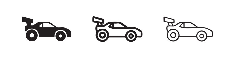 Race Car Icon Set, Sports Automobile Symbol, Fast Speed Racing Vehicle with Spoiler © liubomir118809