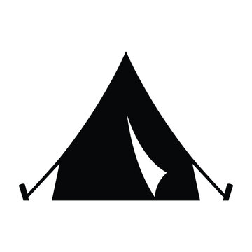Minimalist camping tent icon for outdoor adventure and travel websites