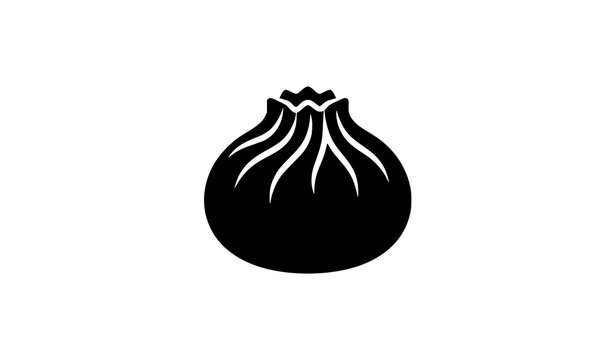 Black silhouette dumpling icon: traditional Chinese or Japanese steamed bao, momo, or dim sum