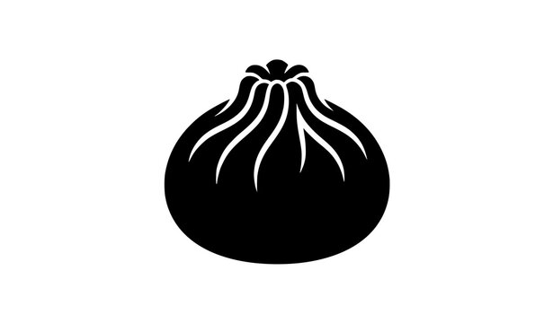Black silhouette dumpling icon: traditional Chinese or Japanese steamed bao, momo, or dim sum
