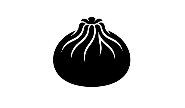 Traditional dumpling silhouette vector: steamed bao, momo, or dim sum icon for food illustrations