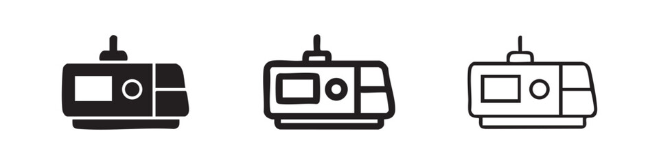 Cable Car icon set. Aerial lift or gondola transport symbol in solid, outline, and hand-drawn style. © liubomir118809