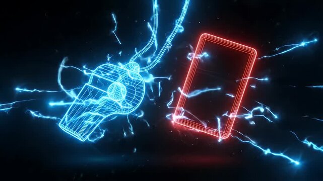 Digital Technology Interaction - This video features a glowing blue whistle and a red rectangular device, representing a modern digital interaction.
