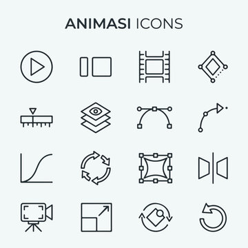 Minimalist Motion Graphics and Animation Line Icon Set