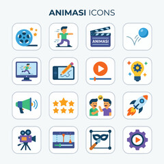 Fototapeta premium Comprehensive Flat Icon Set for Animation and Video Production