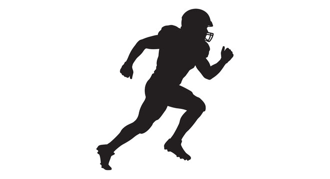 Football player silhouette against a white background dynamic pose