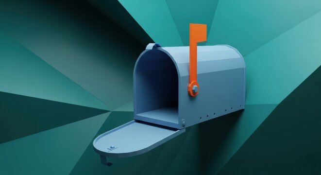 Blue mailbox, open mailbox, mail box, postal box, communication symbol