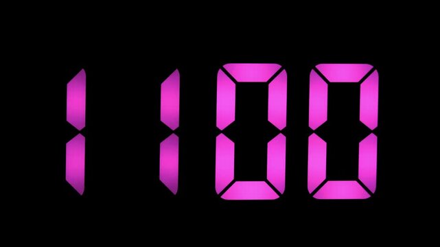 Bright pink digital numbers display the time 10:59 against a black background. The digits have a segmented, electronic style typical of digital clocks and timers.