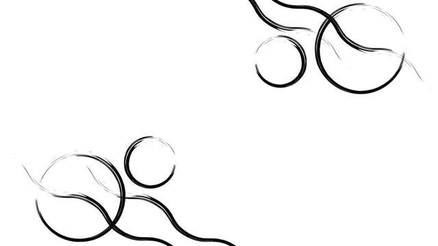Artistic zen circle and wave elements in black brush style on transparent backdrop theme.