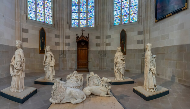 Nantes, France - 05 09 2026: Cathedral of Saint Peter and Saint Paul. Detail view of the tomb of Duke Francis II of Brittany and his wife Margaret of Foix