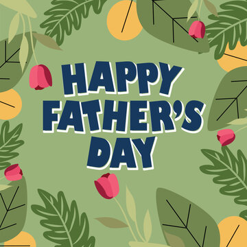 Colorful Happy Father&rsquo;s Day Floral Greeting Card Illustration