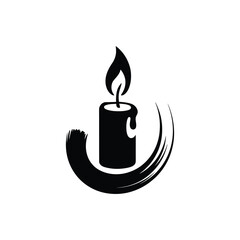 Obraz premium candle silhouette with flame and brushstroke design on white